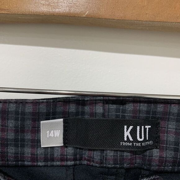 Kut from the Kloth | Plaid Pants Elizabeth Ankle Straight Leg Trouser- Size 14 W - Picture 4 of 8